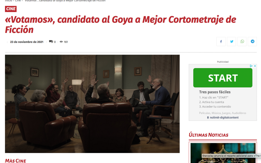 VOTAMOS, candidato a los Goya como Mejor corto de Ficción